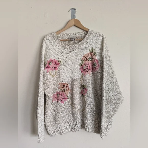 Seperate Issue Vintage Knit Sweater with Appliqué – Women's Size 22 - Picture 5 of 8